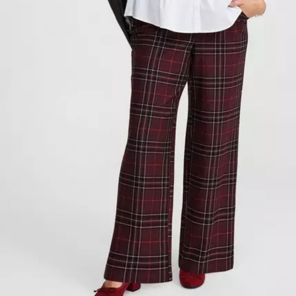 Torrid Plaid Pull On Pocket Pixie Wide Leg Size 0X - Picture 3 of 12